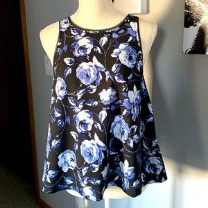 Black and blue flowered sleeveless top by AND (A new day) in EUC